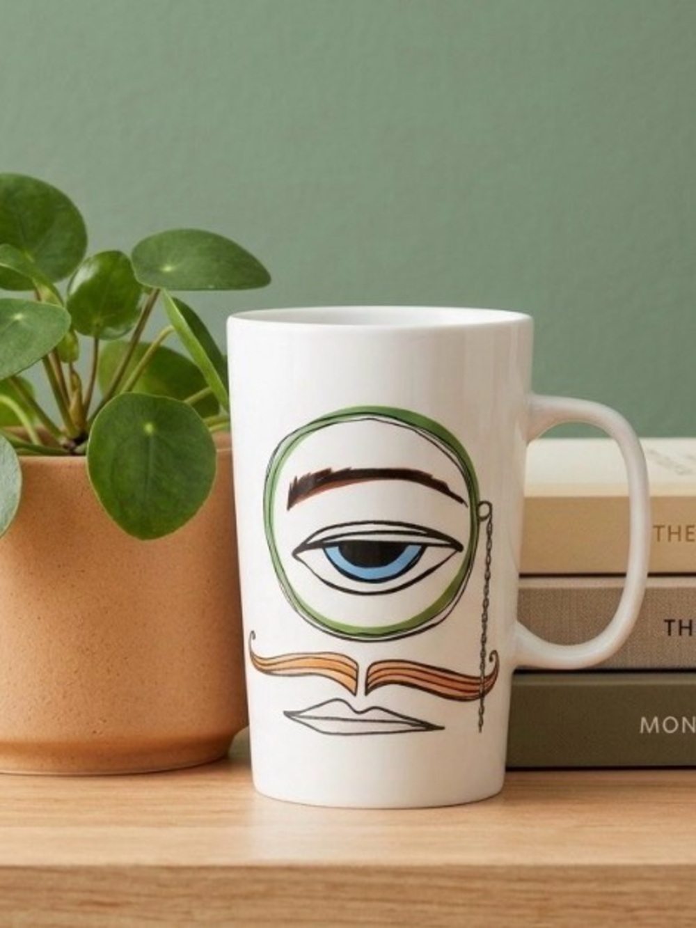 Starbucks 2014 Holiday Dot Collection Monocle Man Large Ceramic Mug